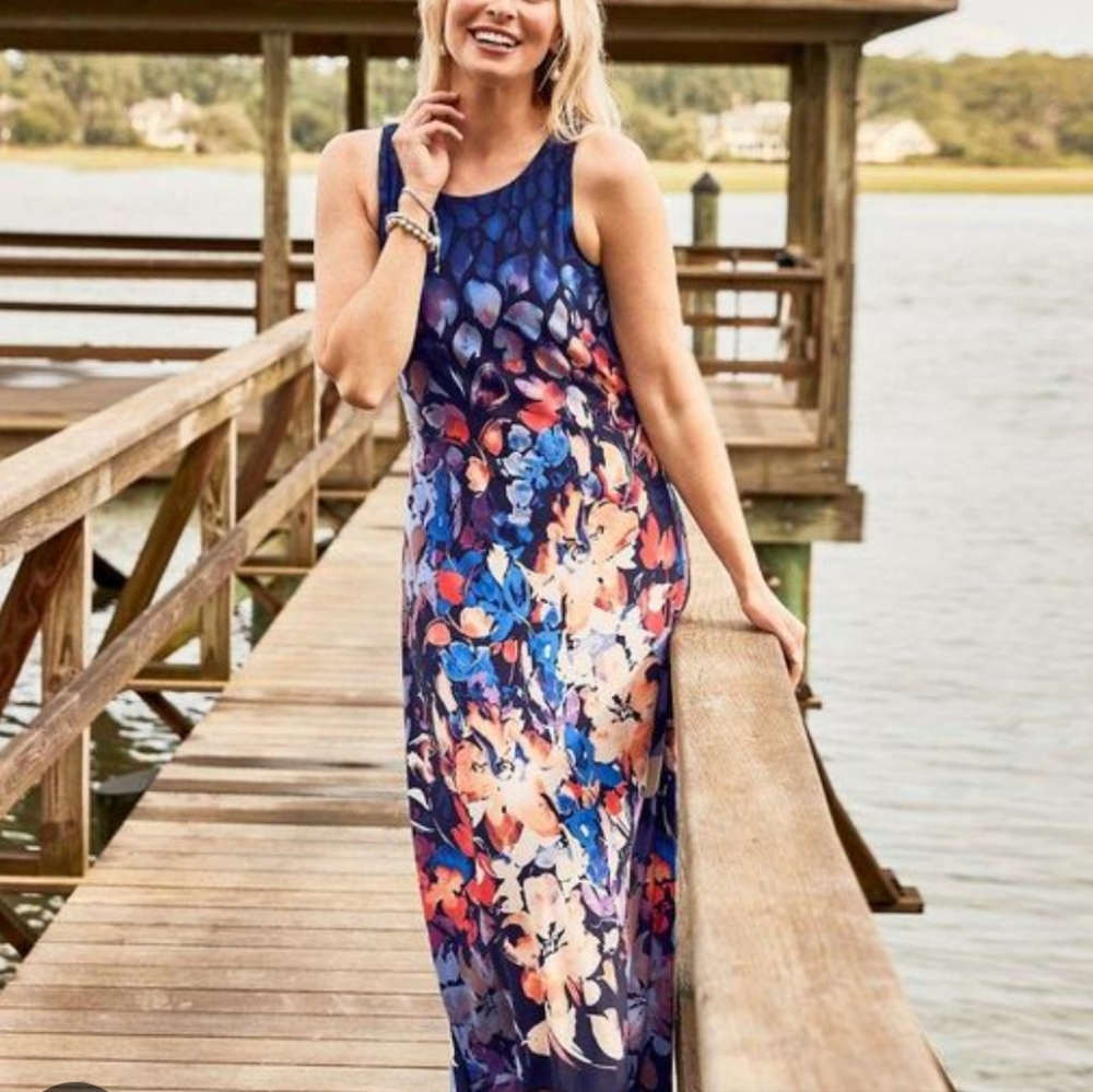 Tommy Bahama Fluorescent Flora Maxi Dress XXS